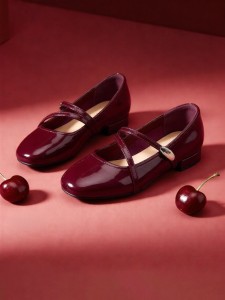 Josiny | Red Mary Jane Flats Wedding Shoes Comfortable Styling 2026 French Design Skirt Match