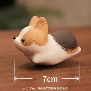 Original Handmade White Shiba Inu Figurine Collectible Miniature Sculpture Wealth Attracting Gift Artist Craft Home Decor