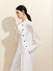 Vero Moda | Summer New Collar Asymmetric Pure Color Lightly Transparent Jacket