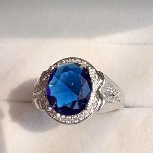 AAA Cubic Zirconia Tanzanite Ring Shield shaped Sapphire Ring Plated with 18K Gold Trendy Ring