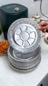 Set 10 Khay Giấy Bạc 22cm Lót Nồi Chiên Không Dầu Nướng Thức Ăn Bánh Tái Sử Dụng Nhiều Lần Khay Bạc. KEON 1001