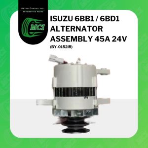 ALTERNATOR ASSEMBLY ASSY Isuzu 6BB1 / 6BD1 45A 24V BY-0152IR <1-81200-382-0 Double Pulley w/o Vacuum