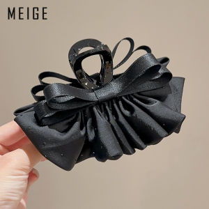 Korean Style Satin Hair Clip Butterfly Knot Shark Bite Hair Clip Womens New 2025 Back of Head Bun High End Hair Accessories