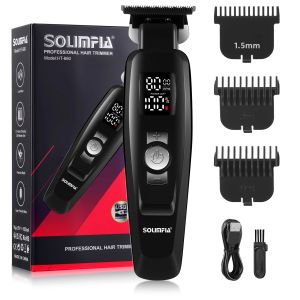 Tông Đơ Cắt Tóc Điện Solimpia 3 Tốc Độ Điều Chỉnh Màn Hình LCD Màu Trắng Salon Lưỡi Cắt Tóc Có Đầu Dầu Nút Nhấn Khắc Cho Nam