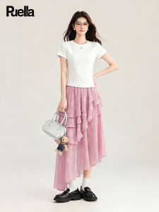 puella | Summer Sweet Shoulder Short Sleeve Top Irregular Floral Skirt Set
