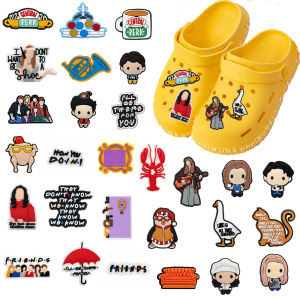 Hot Toys | Hot sales 28pcs Cartoon Old Friends Series PVC Shoe Charms Accessories DIY For Hole Shoes And Beach Bags Accessory Gifts