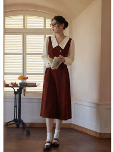 DUSHU | Plus Size Autumn Winter Red Dress For Formal Occasions