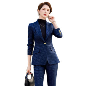 RYRYSTYLE โอกาสทางการ ชุดสูทมืออาชีพลายสก๊อตชุดสูทสูทผู้หญิงแบบเป็นทางการอารมณ์ใส่ทำงานสไตล์เทพี8062ไฮเอนด์