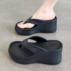 EVA Wedge Heel Thick Bottom Sandals Womens Summer Outdoor Wear Heightening Anti-slip Beach Slippers Simple Style Youth Suitable