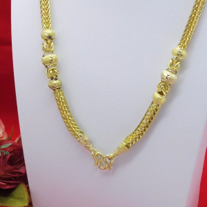 สร้อยคองานดิบทองเหลืองลายสี่เสาคั่นโอ่งตัดลาย ความยาว 24 นิ้ว งานดิบไม่ได้ชุบ ทองเหลืองโบราณ ใส่ได้ทุกโอกาส พร้อมส่ง