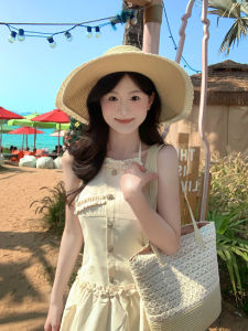 CDLM Chen Daliu Mang French Lace Butterfly Knot Woven Straw Hat Bag Set Upgraded Large Brim Fashionable Summer Accessories