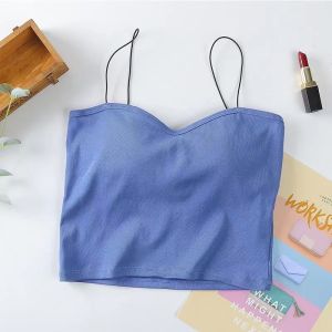 Inner White Suspender Vest Summer Outer Wear Underwear Spaghetti Strap Back Shaping Padded Bra Integrated Tube Top Tops