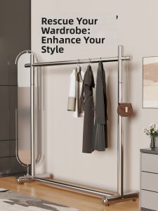 YIXUAN | Floor-standing Stainless Steel Double Pole Clothing Display Rack