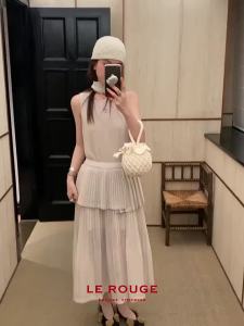 CHOUXIE | Elegant Waist-defining See-through Long Dress