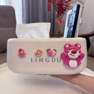 กล่องใส่กระดาษซับมือลายการ์ตูนน่ารัก กล่องใส่ของสำหรับหน้าตักกาแฟแบบยูนิวัลพร้อมสวิตช์แบบไร้สาย กล่องใส่กระดาษสำหรับใช้ในบ้าน