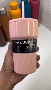 Gelas Tumbler Stainless Steel 304 Tahan Panas dengan Tutup & Sedotan Insulation Vacuum Coffee Mug