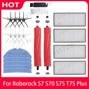 Roborock | Roborock S7 S70 S75 S7 Max V T7S Plus HEPA Filter Main Brush/Cover Mop Cloth Side Brush Vacuum Cleaner Accessories