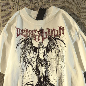 Fashion High Street Figure Pure Cotton Short Sleeve T-Shirt Men and Women Summer 2024 New Arrival West Coast American Retro Tops Trendy