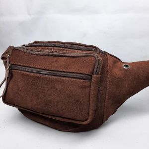 Tas waistbag Kulit Sapi Suede.(Garansi 100% uang kembali jika tas bukan kulit)