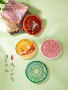 Dunhuang Art Research Institute Sandflow Cup Mat Heat Resistant Insulation Pad Nine-Colored Deer Algae Well Museum Cultural Creative Souvenir