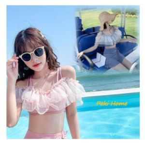 ชุดว่ายน้ำสตรี ชุดว่ายน้ำกระโปรง น่ารัก เซ็กซี่ หวาน โชว์หุ่นดี สไตล์รีสอร์ทสปา