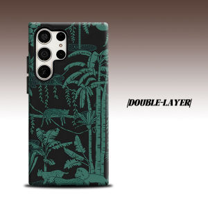 teal jungle animal silhouette For Samsung Galaxy S26 S25 S24 A56 A36 Dual Layer Luxury Fashion Full Lens Protective Case