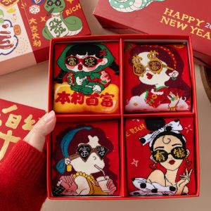 2025 Snake Year New Year Zodiac Anniversary Year Red Socks Family Family Four Red Socks Womens Gift Box Womens