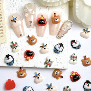 20 Món Trang Trí Móng Tay Hình Động Vật Hoạt Hình Dễ Thương 3D Nhựa Resin Gấu Chim Cánh Cụt Sói Mặt Dây Chuyền Trang Trí Móng Tay Acrylic Nhiều Màu Tự Làm