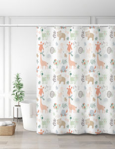 Korean Style Thickened Polyester Bath Curtain Waterproof Bathroom Hanging Curtain with Rings No Drilling Required for Shower