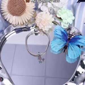 Hồng Mạ Bạc Nước Hoa Bướm Hạt Charm Tỳ Hưu Thạch Tòn Ten Cho DIY Nữ Trang Sức Tương Thích Với Ban Đầu Lắc Tay Vòng Tay
