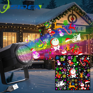 NEW Christmas Projector Lights Outdoor Holiday Laser 16 Pattern Slide LED Projection Lamp for Indoor Party Christmas Decoration