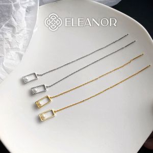 Bông tai nữ dáng dài Eleanor Accessories khuyên tai viền vuông đính ngọc trai nhân tạo phụ kiện trang sức 3058
