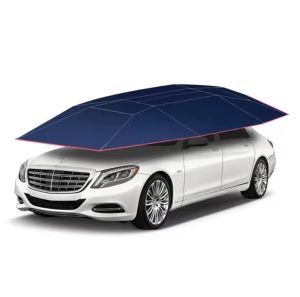 Car Sunshade Roof Sunscreen Heat Insulation Hail Proof Leaves Outdoor Parking Sunshade Mobile Garage Automatic Car Umbrella Fold Semi-Auto Car Sun Shade Umbrella Tent Detachable Multifunctional Car Roof Umbrella Waterproof Car Sunshield Umbrella Car Cover