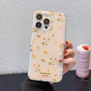 เคสโทรศัพท์ซิลิโคนป้องกันการตกหล่นแบบปิดเต็มจอสำหรับ iPhone 15 pro Max 16 13 14 ลายดอกไม้ขนาดเล็ก สไตล์เรียบง่าย ดีไซน์น่ารัก