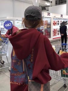 American Retro Womens Sweatshirt Loose Fit Spring Autumn Thin Hooded Trendy Brand High-End Feel Outerwear Comfortable Cotton