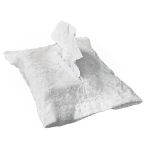 Miss Peony Nordic Style Embroidered Cotton Linen Tissue Holder Bag Waterproof Oilproof Drawstring Paper Towel Box Cover