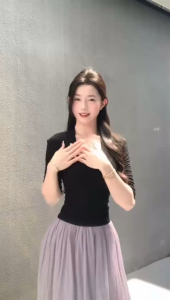 Áo thun nữ cổ tim TheLina Studio tay lửng ôm body phong cách Hàn Quốc basic tôn dáng mặc hàng ngày ATK013
