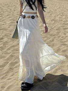 Summer 2025 Womens Fashionable Long A-Line Skirt High Waist Slimming Drapey Versatile Elegant Style plus Size Office Commute