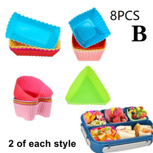 8Pcs Silicone Lunch Box Dividers Kids School Bento Box Food Separators Cupcake Liners Mold Eco-Friendly Baking Tools for Childre