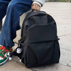 Waterproof Nylon Korean Style Mens Backpack Large Capacity Casual Travel Computer Bag Soft Handle Dual Zipper Youth Backpack