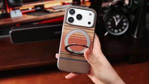 Ốp Điện Thoại Từ Tính Có Vòng Xoay 360 Độ Bằng Sợi Carbon Kevlar Dành Cho Magsafe iPhone Air - Tương Thích Với Nhiều Mẫu Máy