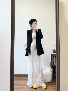 Fashionable plus Size Womens Suiting Outfit Set with Blazer And Dress Elegant Korean Style Long Sleeve Office Wear