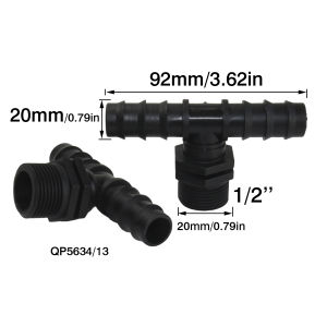 1/2" 3/4" Garden Irrigation Valve & Tee Connector Plastic Water Flow Control Switch for 16/20mm PE Pipe Drip Irrigation System