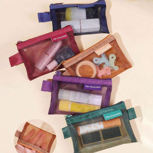 Mini Square Mesh Storage Bag Portable Money Earphone Data Cable Chargers Bag ID Credit Card Holder Zipper Pouch Travel Organizer