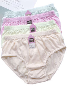 ชุดชั้นในสามเหลี่ยมผ้าฝ้ายเอวสูงสําหรับผู้หญิงกางเกงชั้นในต้านเชื้อแบคทีเรียขนาดบวกสําหรับวัยกลางคนและผู้สูงอายุ