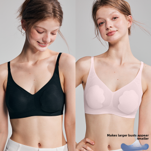 MiiOW | Wireless Womens Bra Thin Backless Push Up Underwear Gathered 3/4 Cup V-Neck Summer Season Youth Female Fixed Strap Design