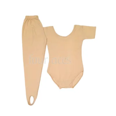 Kids Skintone Short Sleeves Leotard & Tights SET recommended for ages 2-10 yrs old