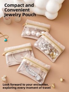 Portable Elegant Transparent Jewelry Storage Bag Necklace Earring Ring Dustproof Zipper Seal Pocket Home Organization Accessories