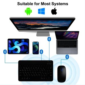 Russian Arabic Korean Spanish Portable 10 Inch Wireless Keyboard and Mouse Set For iPad Samsung Xiaomi Tablet Laptop Android IOS