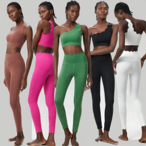 Invisible Wave Lace One-shoulder Yoga Fitness Set
